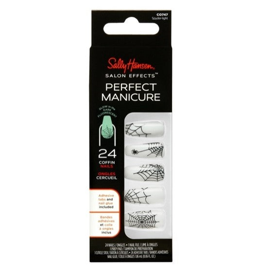 Sally Hansen Salon Effects Perfect Manicure Press-On Nails Kit 24 Count, Coffin Shaped…Color: CO747 Spyder-Light, Halloween (99350204631)