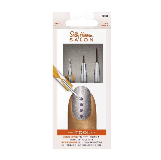 Sally Hansen Nail Salon Pro Tool Kit…Each Kit Contains 1 Piece Each…Detailer Brush…Stripping Brush…Marbling + Dotting Tool Stencil