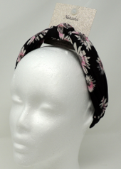Natasha Black, White, & Pink Foral Print Headband