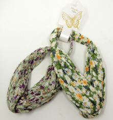Natasha Knotted Headband Set of 2…Colors: Green, Gold Floral & Green, Purple Floral…Carded