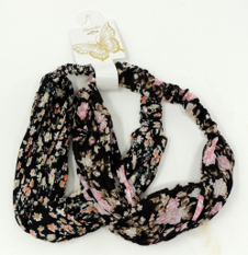 Natasha Black, White, & Pink Foral Print Headband Set of 2…Carded
