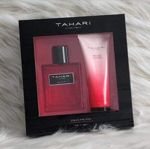 Tahari Red Musk For Men Gift Set…Set Includes: 3.4 oz Eau de Toilette Spray & 3.4 oz Shower Gel