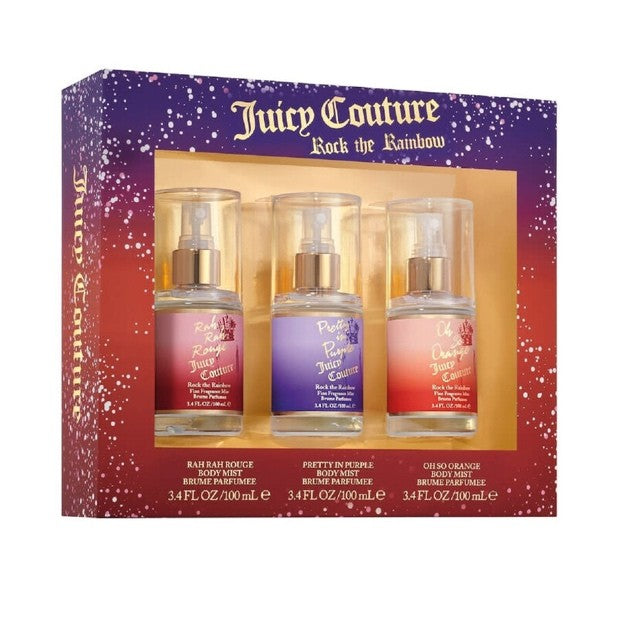 Juicy Couture Rock The Rainbow 3 Piece Gift Set…Set Includes: Rah Rah Rouge 3.4 oz Body Mist…Pretty in Purple 3.4 oz Body Mist…Oh So Orange 3.4 oz Body Mist