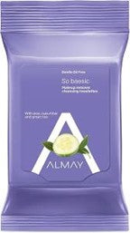 Almay So Baesic 25 Count…Gentle Oil Free Makeup Remover Cleansing Wipes…With Aloe, Cucumber and Green Tea..