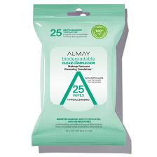 Almay Biodegradable Clear Complexion Makeup Remover Hypoallergenic Cleansing Towelettes with Witch Hazel…25 Count