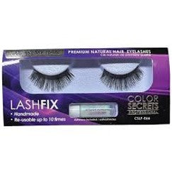 Lashfix Premium Natural Eyelashes…100% Remy Hair…Color Secrets Professional…Handmade…Re-usable up to 10 times..Has Built in Hanger For Pegboard...Includes Adhesive - Style: CSLF-E66