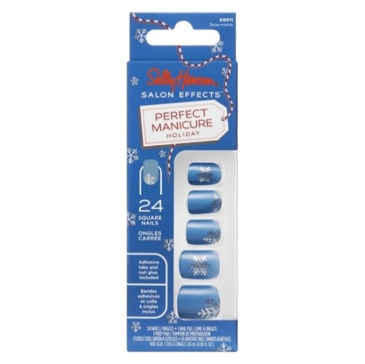 Sally Hansen Salon Effects Perfect Manicure Press-On Nails Kit 24 Count, Square Shaped…Color: SQ911 Snow-Mance, Holiday (99350204991)