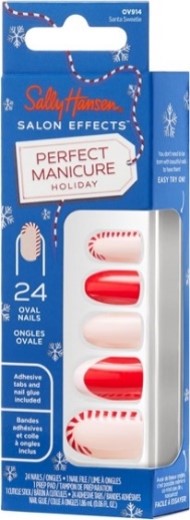 Sally Hansen Salon Effects Perfect Manicure Press-On Nails Kit 24 Count, Oval Shaped…Color: OV914 Santa Sweetie, Holiday (99350204994)