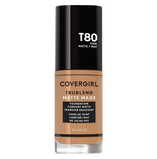 CoverGirl TruBlend Matte Made Liquid Foundation 1.0 fl oz…Color: T80 Toasted Caramel