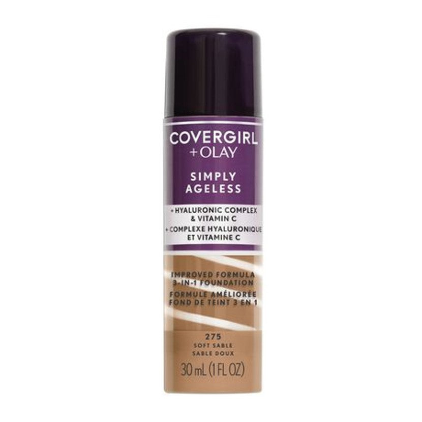 CoverGirl + Olay Simply Ageless 3-in-1 Liquid Foundation 1.0 fl oz…Color: 275 Soft Sable