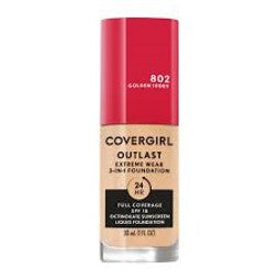 CoverGirl Outlast Extreme Wear 3-in-1 Liquid Foundation 1.0 fl oz…Color: 802 Golden Ivory