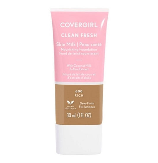 CoverGirl Clean Fresh Skin Milk Nourishing Foundation with Coconut Milk & Aloe Extract Dewy Finish 1.0 fl oz…Color: 600 Rich
