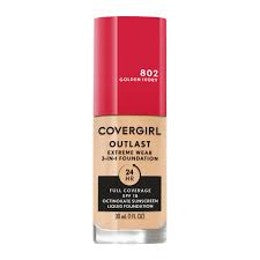 CoverGirl Outlast Extreme Wear 3-in-1 Liquid Foundation 1.0 fl oz…Color: 802 Golden Ivory