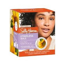 Sally Hansen Stripless Wax for Face, Eyebrow & Lip…Microwavable Wax + Precision Eyebrow Guides…Contains: Wax Jar…Brow Guides…1 Wooden Spatula...4 Azulene Oil Finishing Wipes