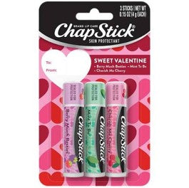 ChapStick Skin Protectant Brand Lip Care Sweet Valentine Lip Balm...3 Pack 0.15 oz Each…Cherish Me Cherry / Mint To Be / Berry Much Besties