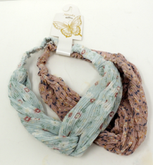 Natasha Knotted Headband Set of 2…Colors: Mint Green Floral & Peach Floral…Carded