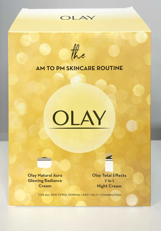 Olay The AM To PM Skincare Routine 2 Piece Gift Set…Set Contains: Olay Natural Aura 1.7 oz Glowing Radiance Cream (Day SPF 15) & Olay Total Effects 1.7 oz 7 in 1 Night Cream