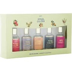 4711 Acqua Colonia (Unisex) 5 Piece Mini Coffret Set…Each: 0.27 fl oz Eau de Cologne (Unisex)...Set Includes: Lychee & White Mint…Myrrh & Kumquat…White Peach & Coriander….Blood Orange & Basil…Pink Pepper & Grapefruit