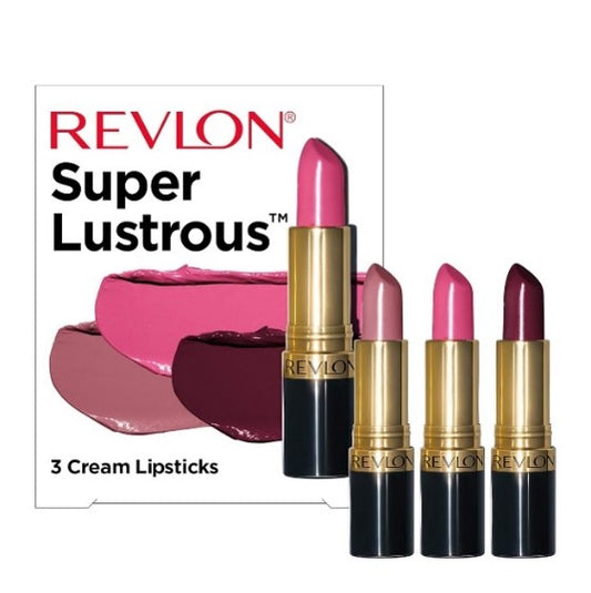 Revlon Super Lustrous Cream Lipstick Gift Set…Set Contains 3 Colors: On The Mauve…Pink Promise…Black Cherry