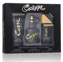 Curve Black for Men 3 Piece Gift Set…Set Includes: 2.5 oz Cologne Spray…3.4 oz After Shave Balm…1.7 oz Deodorant Stick