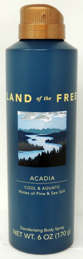 Land of The Free Acadia by Coty 6 oz. Deodorizing Body Spray...Cool & Aquatic