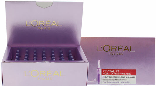 L'Oreal Revitalift Filler & Hyaluronic Acid…28 Day Cure Replumping Ampoules…Pure Hyaluronic Acid + Vitamin B5