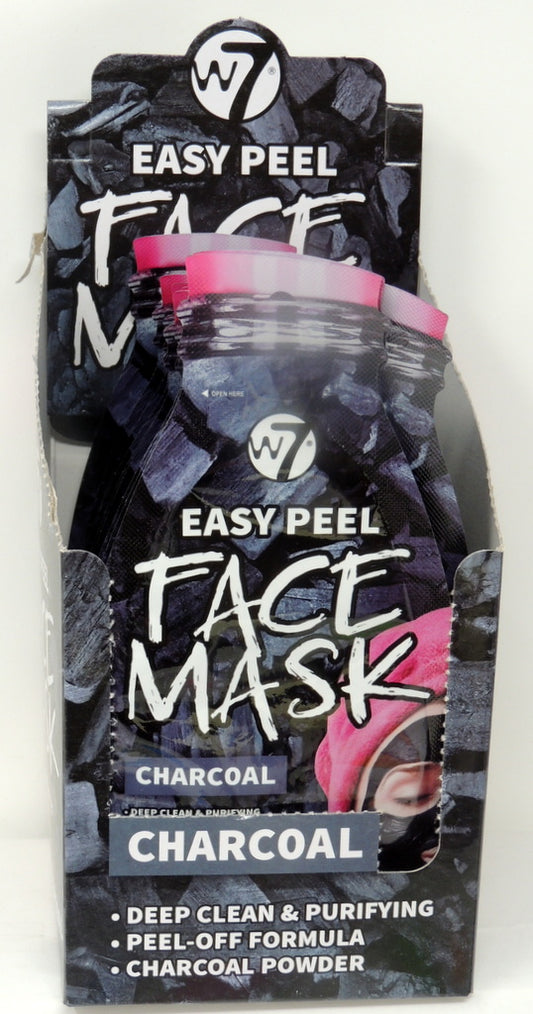 W7 Cosmetics Easy Peel Charcoal Face Masks... 24 Piece Countertop Prepack…Deep Clean & Purifying…Peel-Off Formula