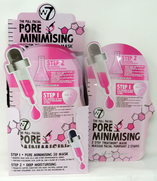 W7 The Full Facial Pore Minimising 2 Step Treatment Mask… 24 Piece Countertop Prepack…Pore Minimizing 3D Mask…Deep Moisturising