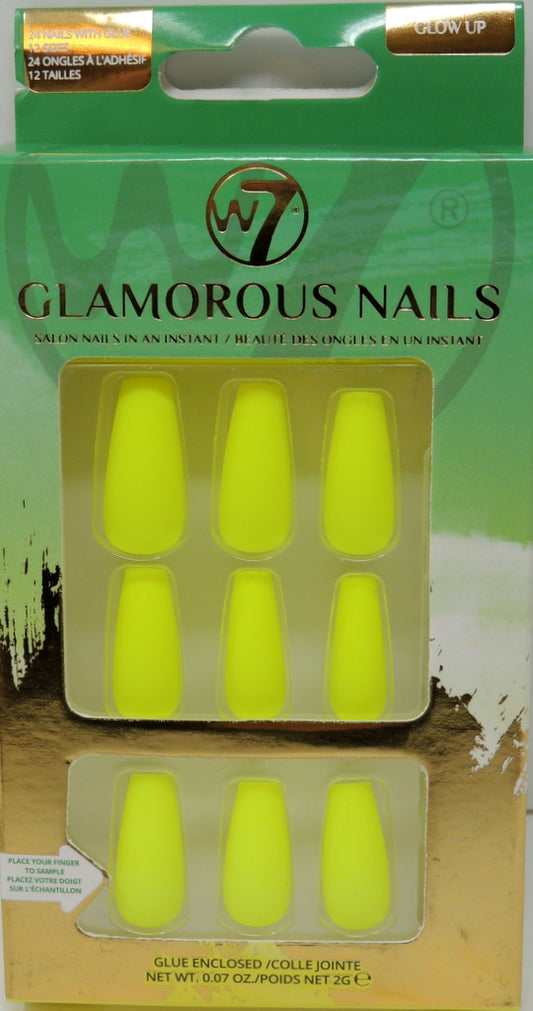 W-7 Glamorous Nails - Style: Glow Up…Contains: 24 Nails with Glue…12 Sizes