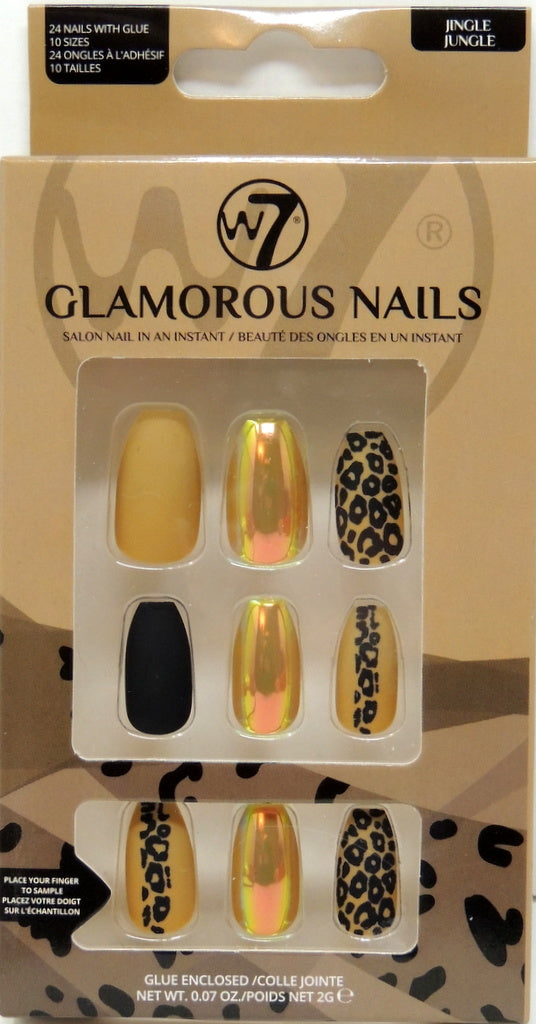 W-7 Glamorous Nails - Style: Jingle Jungle…Contains: 24 Nails with Glue…12 Sizes