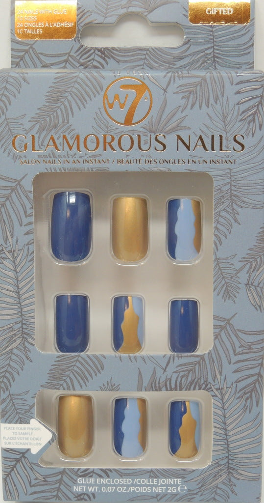 W-7 Glamorous Nails - Style: Gifted…Contains: 24 Nails with Glue…12 Sizes