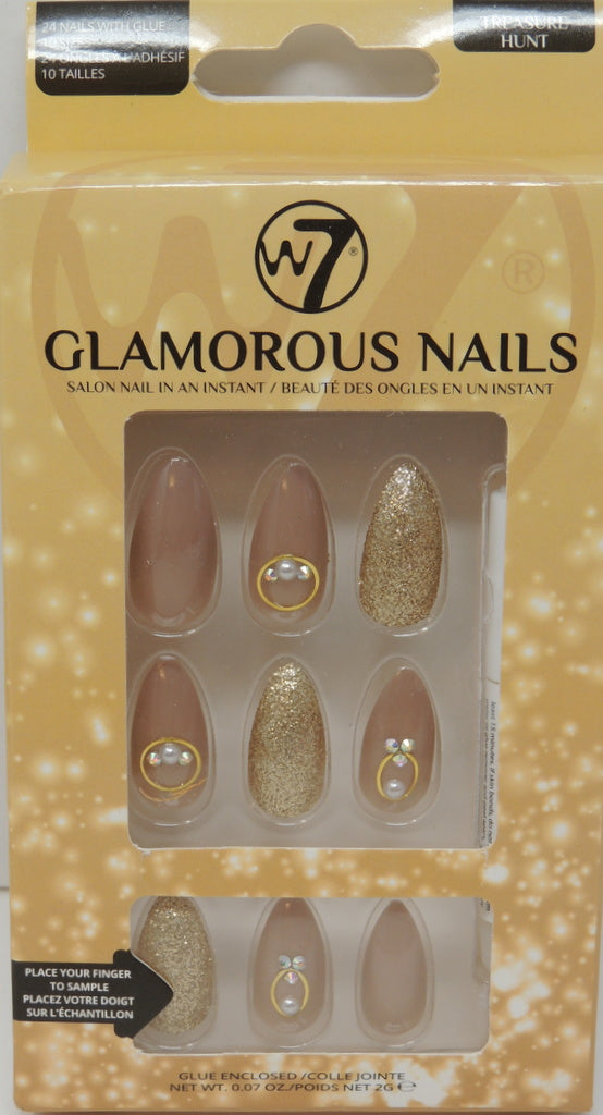 W-7 Glamorous Nails - Style: Treasure Hunt…Contains: 24 Nails with Glue…12 Sizes