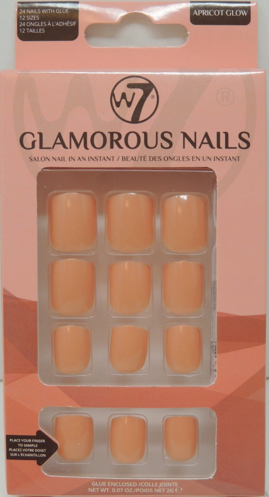 W-7 Glamorous Nails - Style: Apricot Glow…Contains: 24 Nails with Glue…12 Sizes