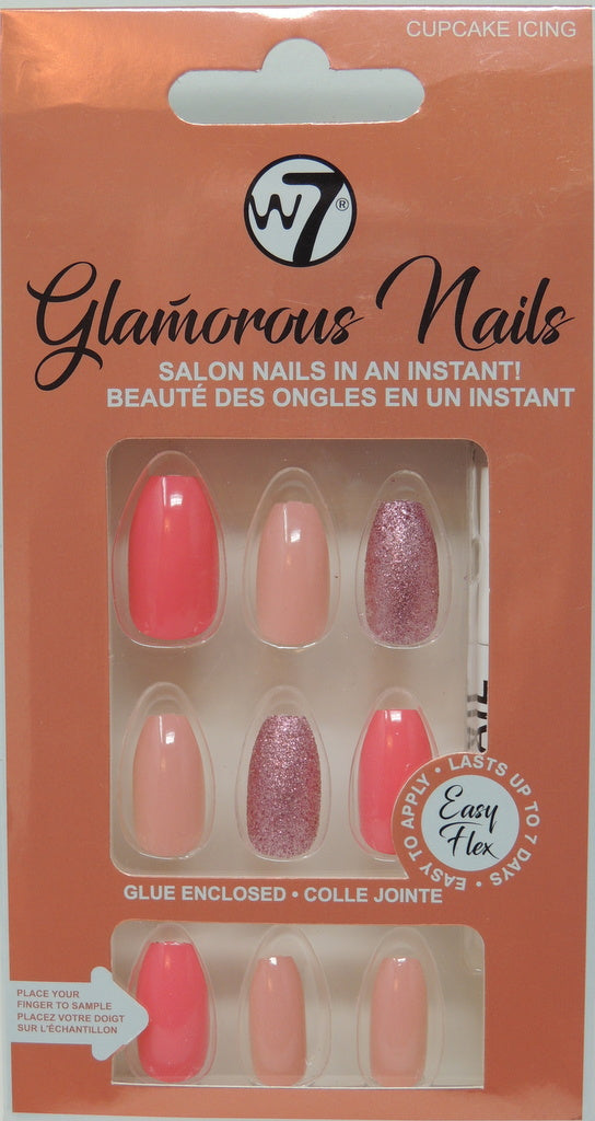 W-7 Glamorous Nails - Style: Cupcake Icing…Contains: 24 Nails with Glue…12 Sizes