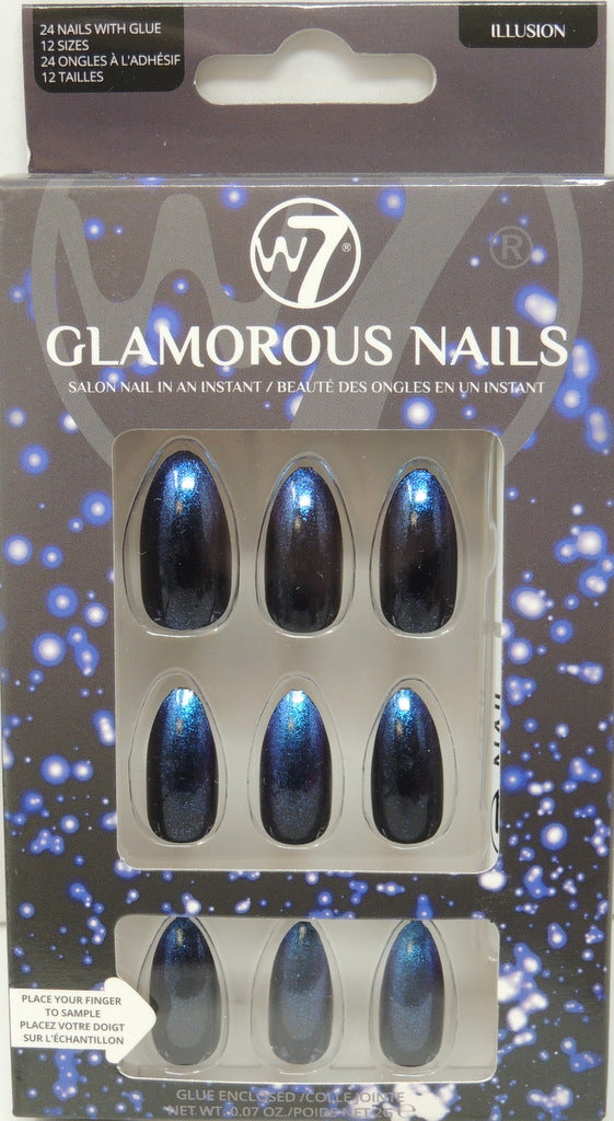 W-7 Glamorous Nails - Style: Illusion…Contains: 24 Nails with Glue…12 Sizes