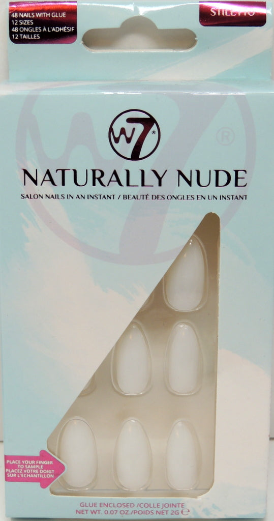 W-7 Naturally Nude Nails - Style: Stiletto…Contains: 48 Nails with Glue…12 Sizes